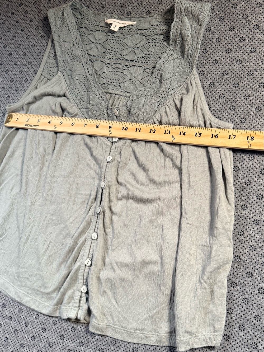 Lucky Brand Gray/green Crochet Sleeveless Top - Picture 6 of 12